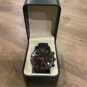 Perry Ellis Mens Wrist Watch Black Silicone Band NWOT